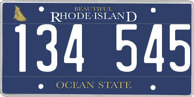 RI license plate 134545