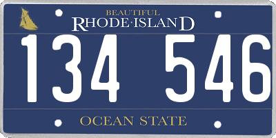 RI license plate 134546