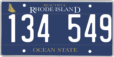 RI license plate 134549