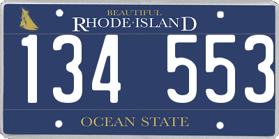 RI license plate 134553
