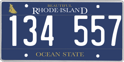 RI license plate 134557