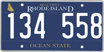 RI license plate 134558
