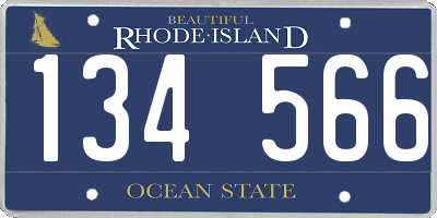 RI license plate 134566