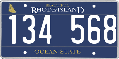 RI license plate 134568