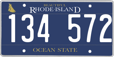 RI license plate 134572