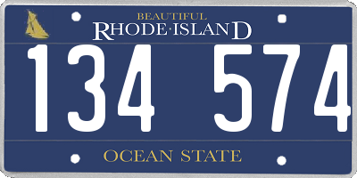 RI license plate 134574