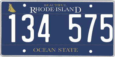 RI license plate 134575