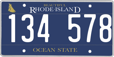 RI license plate 134578