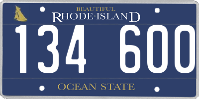 RI license plate 134600