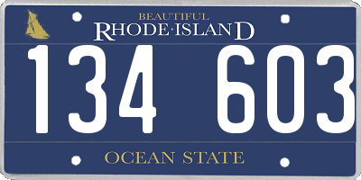 RI license plate 134603