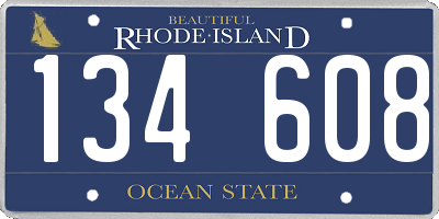 RI license plate 134608