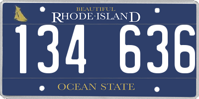 RI license plate 134636
