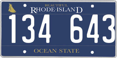 RI license plate 134643