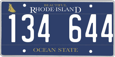 RI license plate 134644