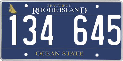 RI license plate 134645