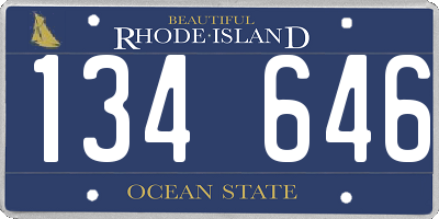 RI license plate 134646