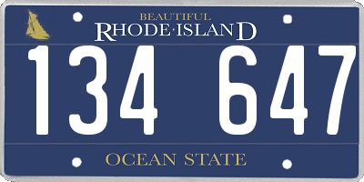 RI license plate 134647