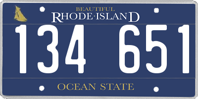 RI license plate 134651