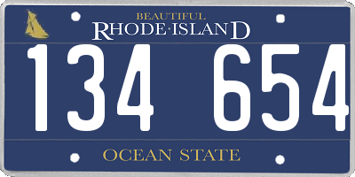 RI license plate 134654
