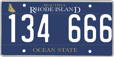 RI license plate 134666