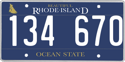 RI license plate 134670