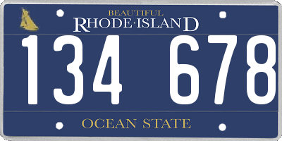 RI license plate 134678