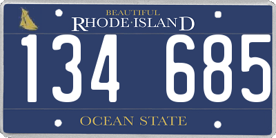 RI license plate 134685