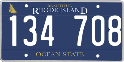 RI license plate 134708