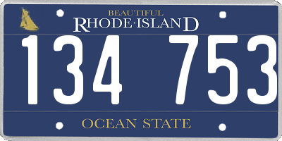 RI license plate 134753