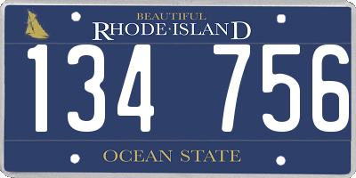 RI license plate 134756