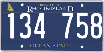 RI license plate 134758