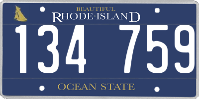 RI license plate 134759