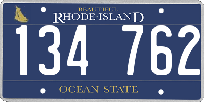 RI license plate 134762