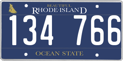 RI license plate 134766