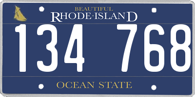 RI license plate 134768