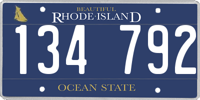 RI license plate 134792