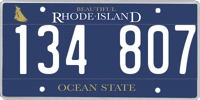 RI license plate 134807