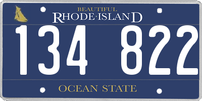 RI license plate 134822