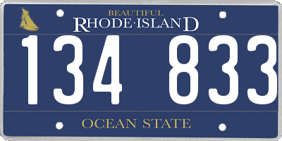 RI license plate 134833