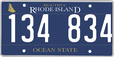 RI license plate 134834
