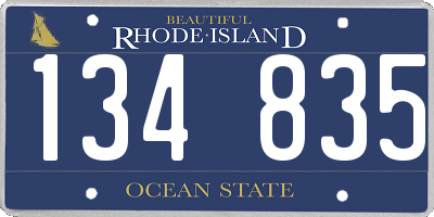 RI license plate 134835