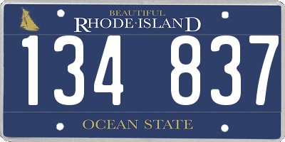 RI license plate 134837