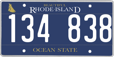 RI license plate 134838