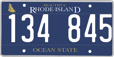 RI license plate 134845
