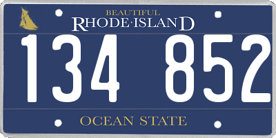 RI license plate 134852
