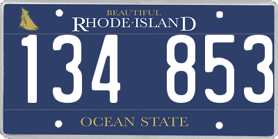 RI license plate 134853