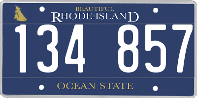 RI license plate 134857