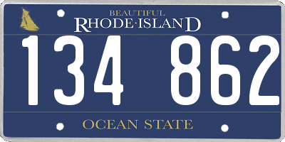 RI license plate 134862