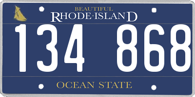 RI license plate 134868