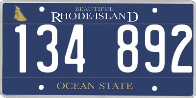 RI license plate 134892